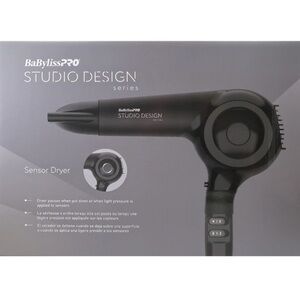 BaByliss PRO Studio Design Series The Sensor Dryer Hair Blow Black 1875W NIB